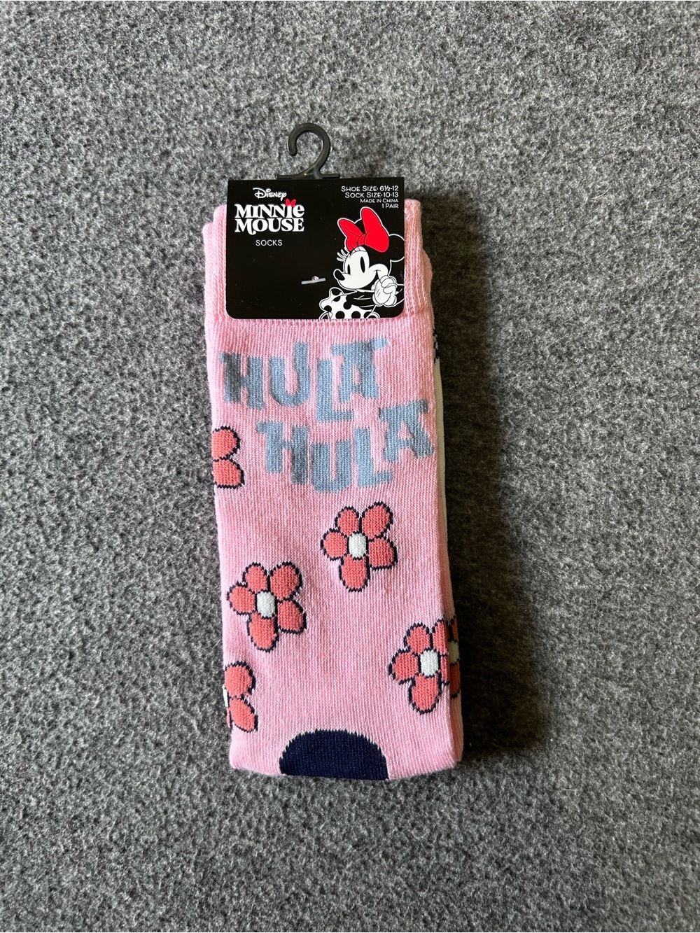 Disney Minnie Mouse "Hula Hula" Floral Crew Socks NWT